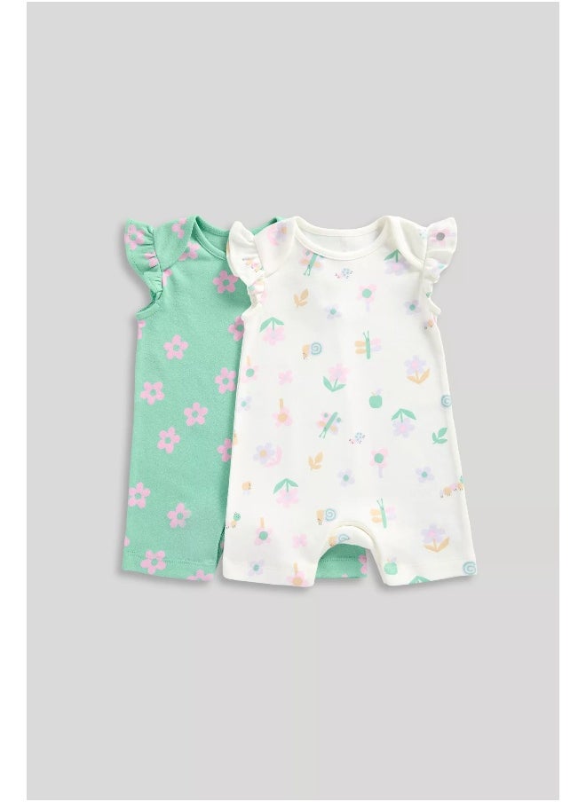 mothercare - Garden Rompers - 2 Pack - Image 1