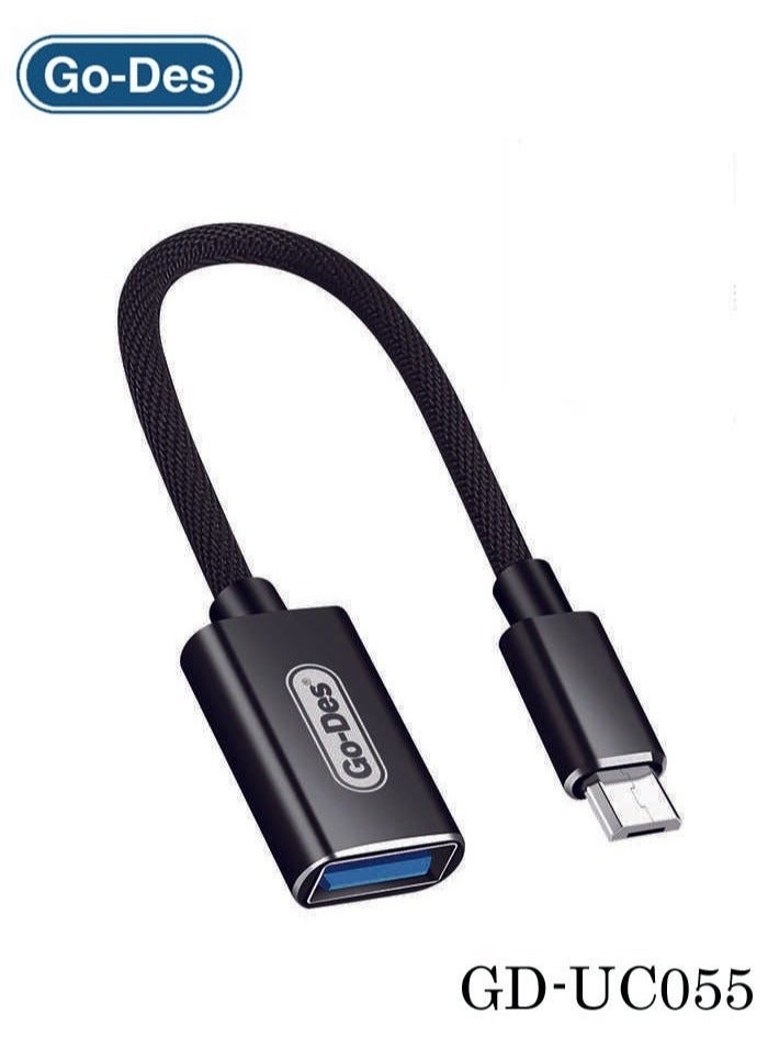 GO-DES GD-UC055 Micro OTG USB Cable, USB-C to USB Adapter for Smartphones and Tablets - Image 1
