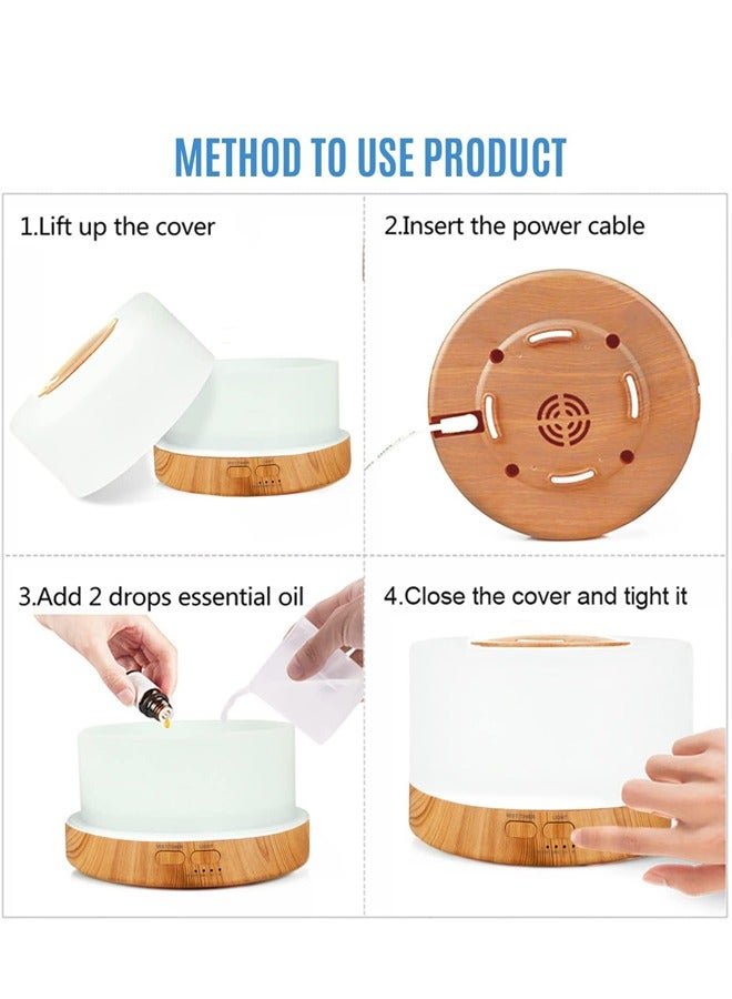 Padom Cool Mist Humidifier Diffusers for Essential Oils Large Room 500ML to 700ML Essential Oil Diffusers for Home Bedroom Ultrasonic Aroma Diffusers with 7 Colors breathe Lights