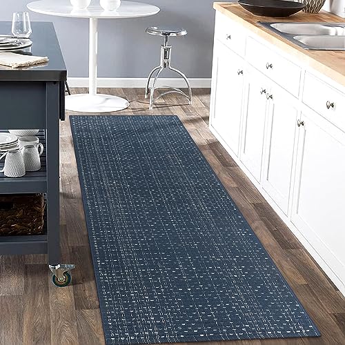 Seavish Hallway Runner Rug, Low Pile Washable Kitchen Runner Rug 2x6, Cotton Woven Reversible Entryway Rug, Dark Blue Farmhouse Throw Rug Runner for Living Room Bedroom Laundry Patio - Image 5