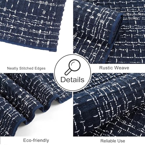 Seavish Hallway Runner Rug, Low Pile Washable Kitchen Runner Rug 2x6, Cotton Woven Reversible Entryway Rug, Dark Blue Farmhouse Throw Rug Runner for Living Room Bedroom Laundry Patio - Image 3