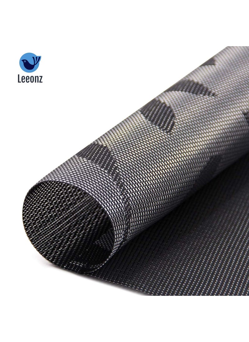 Leeonz Leeonz Easy to Clean Non-Slip Heat Resistant Washable Crossweave Woven Vinyl PVC Dining Table Mats (Black, 45cm x 30cm) -Set of 4pcs  - Image 5