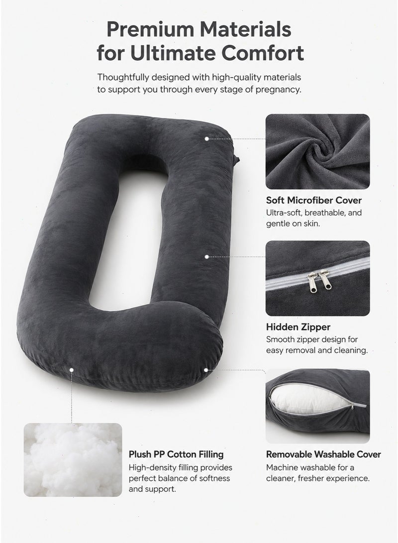 Maternity Pillow, U-shaped Full-Body Pregnancy Pillow with Removable Cover, providing back, leg, and abdominal support for expectant mothers. A pregnancy pillow designed specifically for women.【Black】 - Image 5