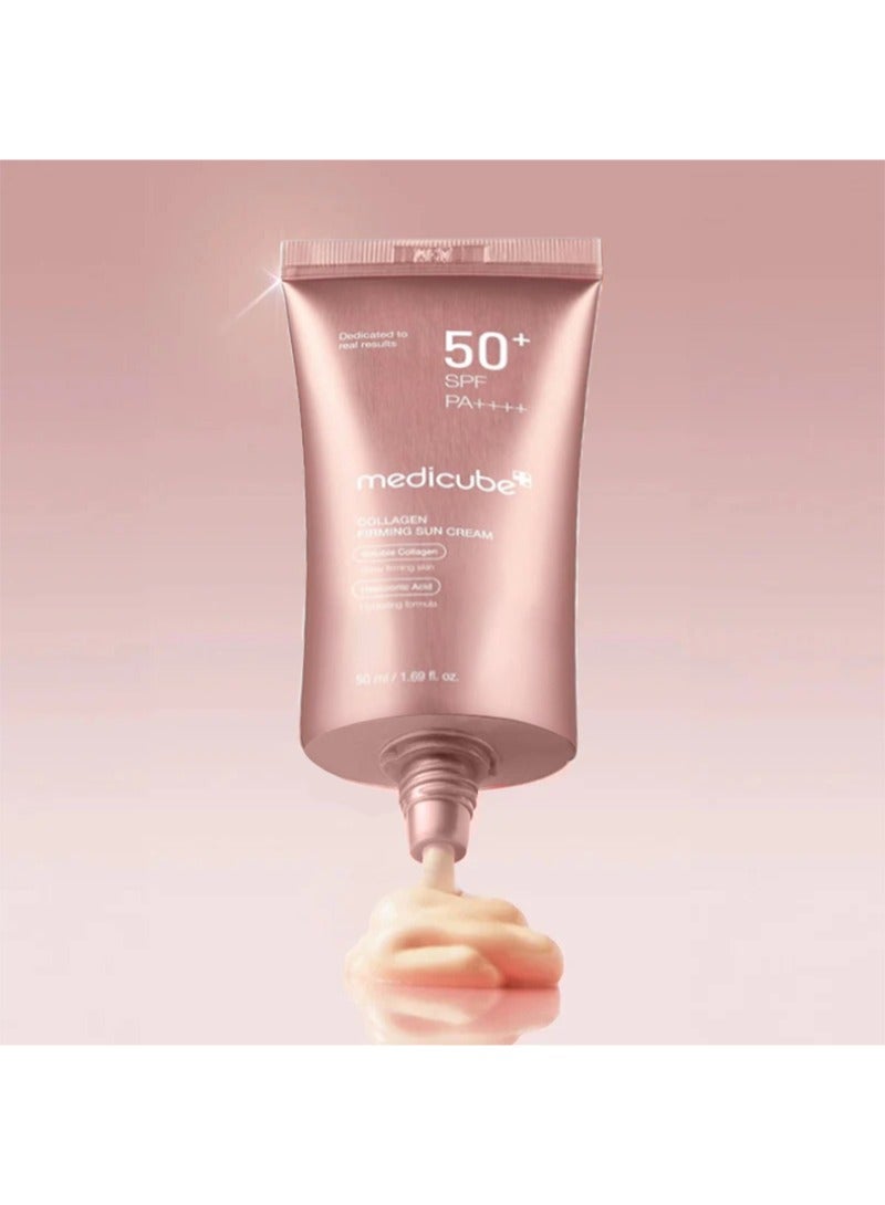 ميديكيوب كريم شمس كولاجين لشد البشرة 50 مل، 1.69 أونصة سائلة، مقاوم للماء مع حماية SPF 50+ من الأشعة فوق البنفسجية UVA/UVB للرجال والنساء، غير دهني بخفة، مرطب واسع الطيف مع خصائص مضادة للشيخوخة. - Image 5