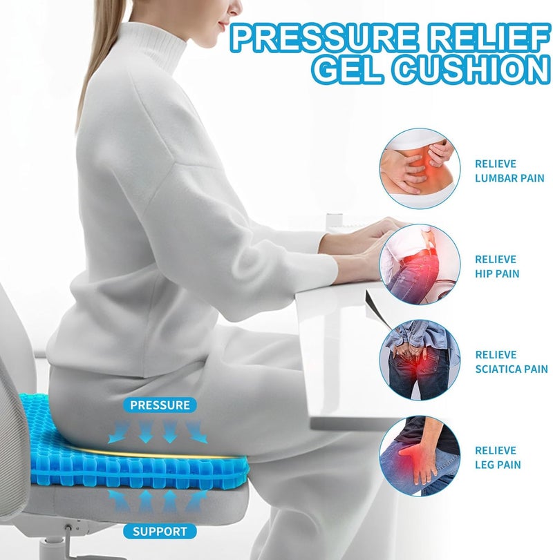 LYUANEC Gel Seat Cushion for Long Sitting - Extra Thick Pressure Relief Cushion for Office Chair and Wheelchair - Image 3