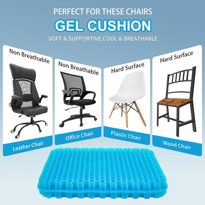 LYUANEC Gel Seat Cushion for Long Sitting - Extra Thick Pressure Relief Cushion for Office Chair and Wheelchair - Image 5