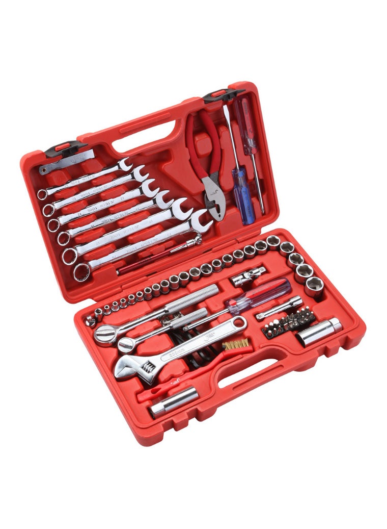 jetechtool Jetech 70-Pieces Mechanic Repair Tool Set with Sockets, Screwdrivers, Wrenches, Ratchets, Hex & Torx Bits and Accessories, Automotive & Workshop Tool Kit - JEB-R70 - Image 1