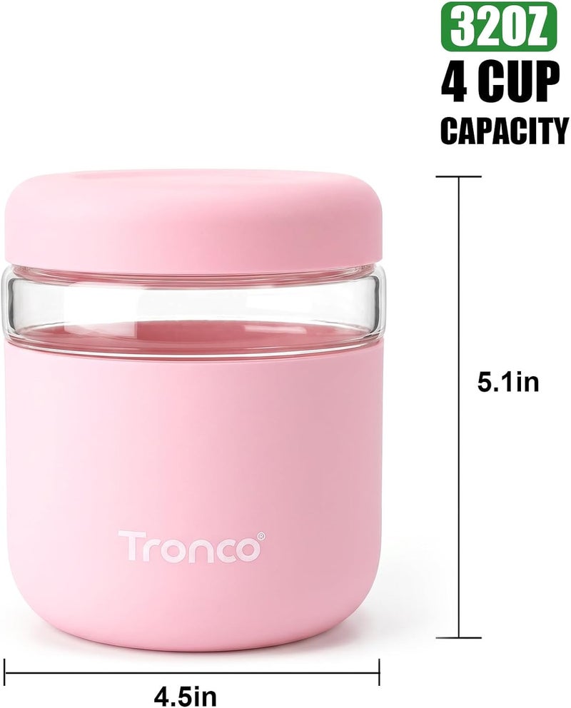 tronco 32 oz Glass Food Storage & Lunch Bowl Containers with Airtight Lids | Leakproof Meal Prep Container with Silicone Sleeve, Microwave & Dishwasher Safe, Soup & Stew, Office Lunch, BPA-Free, 1 Pack - Image 2