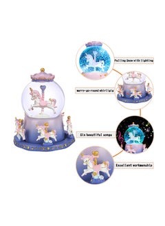 SYOSI Snow Globe Carousel Music Box with Color Changing LED Lights Plays 6 Songs Like Castle in The Sky Rotating 5 Horses Musical Birthday Gift for Kids Girls Women  - Image 5