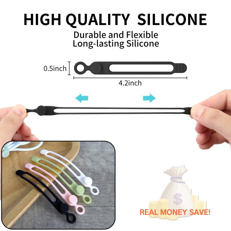 UMUST 20pcs Silicone Cable Ties,Reusable Cable Management Organizer, Wire Tiesï¼ŒTravel Cord Tiesï¼ŒCord Organizer for Bundling Cable Cords in Home,Office,Kitchen,School(White Black) - Image 3