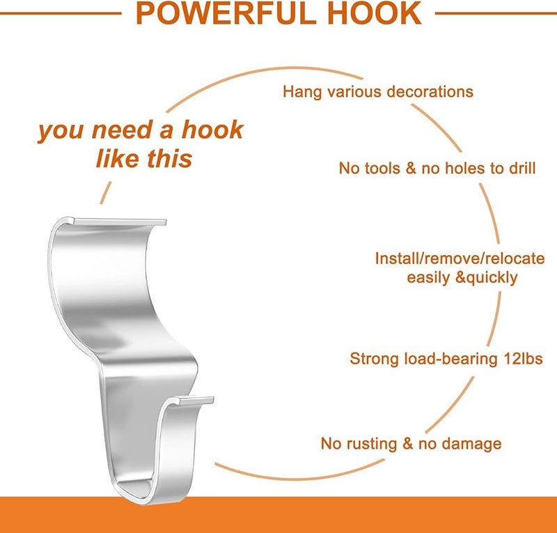 MOROBOR 30pcs Stainless Steel Vinyl Siding Hooks Heavy Duty No Hole Hangers - Image 4