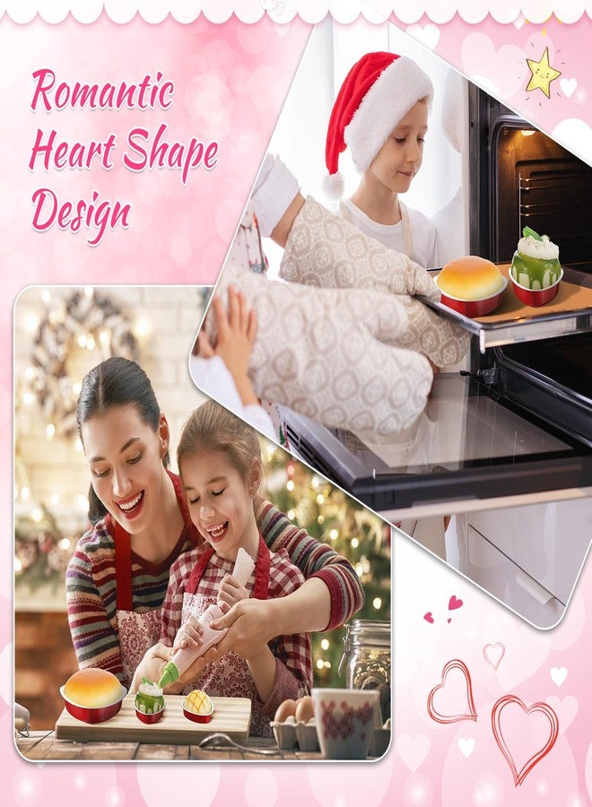 Meanplan 30 Pcs Valentine's Day Heart Shaped Cake Pans with Lid Aluminum Foil Mini Heart Shaped Cupcake Cup Flan Baking Cups Cupcake Liners Muffin Tins for Wedding Birthday Party, Red (1.86 oz, 9 oz) - Image 5