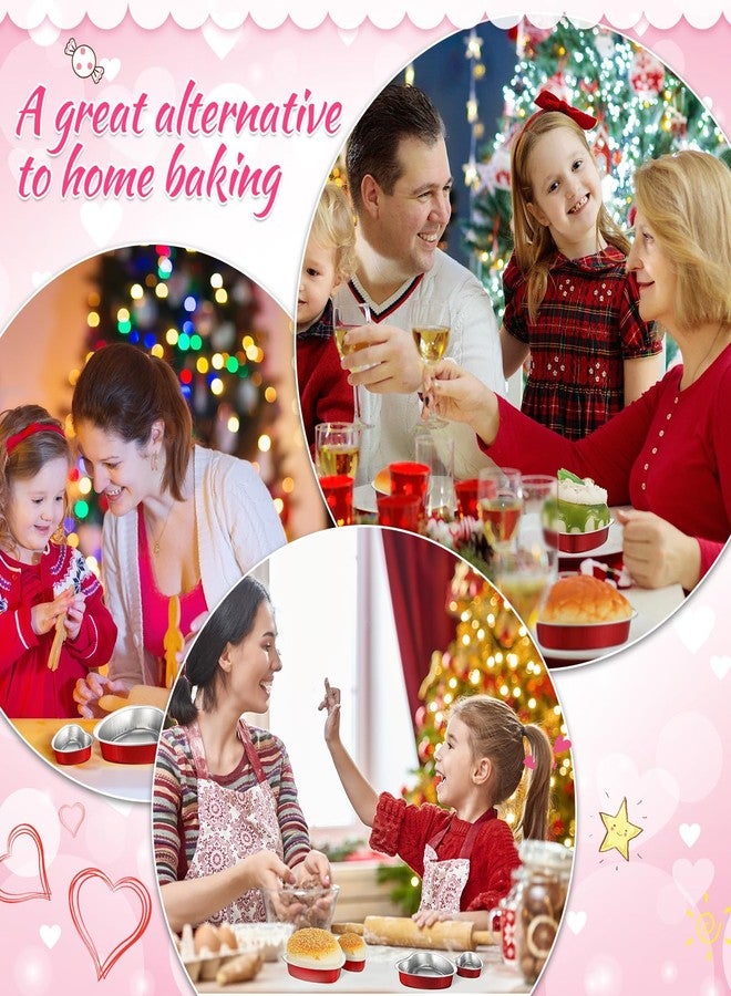 Meanplan 30 Pcs Valentine's Day Heart Shaped Cake Pans with Lid Aluminum Foil Mini Heart Shaped Cupcake Cup Flan Baking Cups Cupcake Liners Muffin Tins for Wedding Birthday Party, Red (1.86 oz, 9 oz) - Image 4