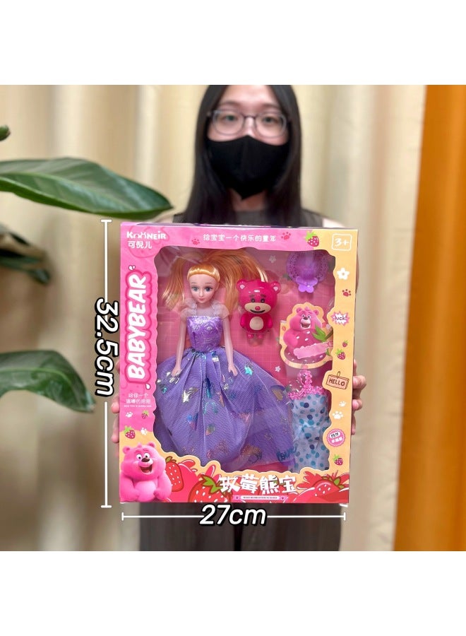 Girls Toy Barbiz Doll Set Simulation Princess Play House Gift Box Children's Toy Mechanism Wholesale-Color:125-144 Princess Xiong Bao Doll - Image 1