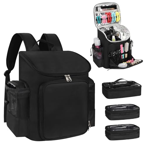 CUBETASTIC Hairstylist Traveling Bag, Large Capacity Barber Travel Backpack, Hairdresser Bag with Adjustable Dividers, Hair Tools Travel Case, Professional Cosmetology Bags for Supplies, Hair Stylist Must Haves - Image 1