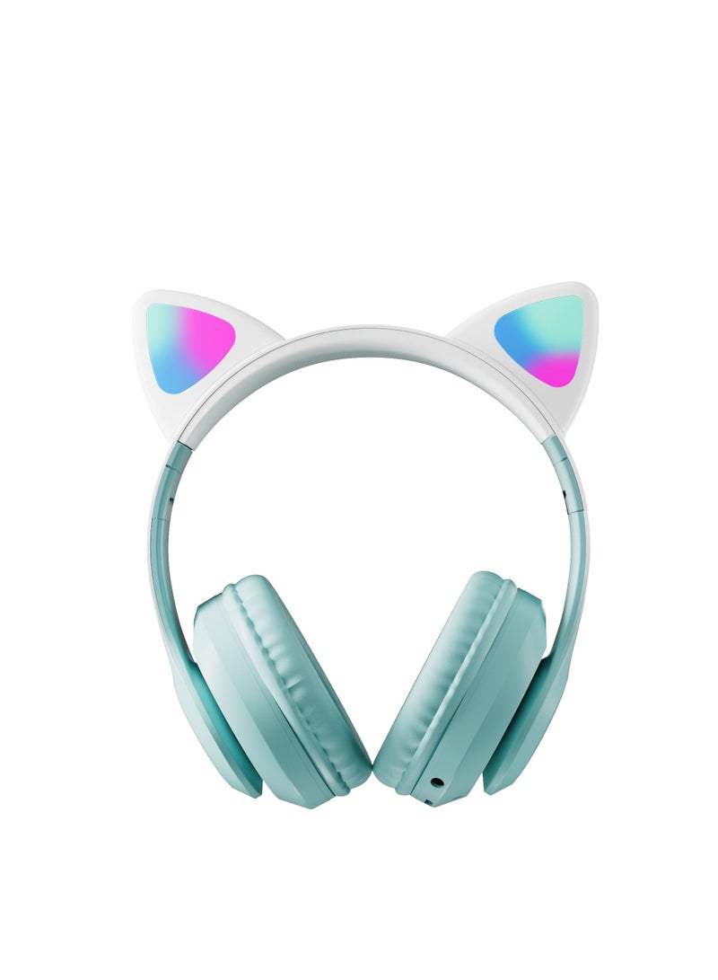 GULFLINK 400mah Cat Ear Bluetooth Headset Flashing Light 5.0 Wireless Sports and Leisure Headset Bluetooth Headphones Green  - Image 4