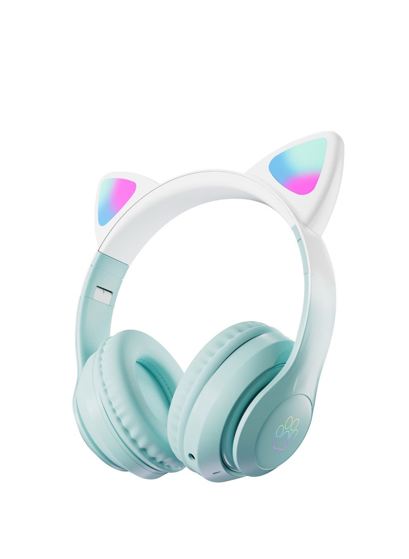 GULFLINK 400mah Cat Ear Bluetooth Headset Flashing Light 5.0 Wireless Sports and Leisure Headset Bluetooth Headphones Green  - Image 5