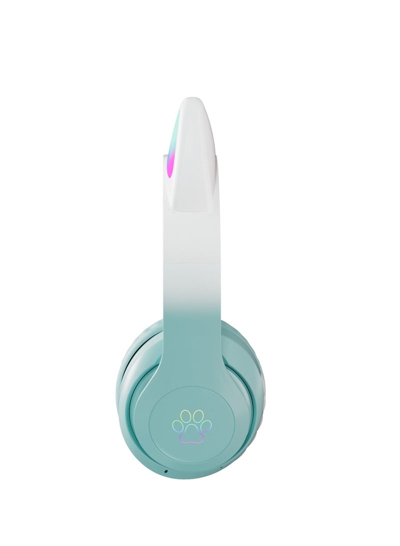 GULFLINK 400mah Cat Ear Bluetooth Headset Flashing Light 5.0 Wireless Sports and Leisure Headset Bluetooth Headphones Green  - Image 3