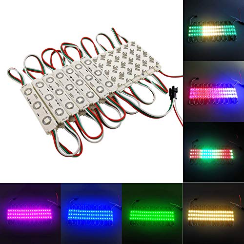 YUNBO 100Pcs WS2811 RGB LED Module Lights DC 12V SMD 5050 Addressable Dream Color RGB LED Module Waterproof IP65 LED Storefront Lights with Tape Adhesive Backside(No Controller) - Image 2