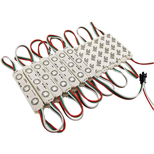 YUNBO 100Pcs WS2811 RGB LED Module Lights DC 12V SMD 5050 Addressable Dream Color RGB LED Module Waterproof IP65 LED Storefront Lights with Tape Adhesive Backside(No Controller) - Image 1