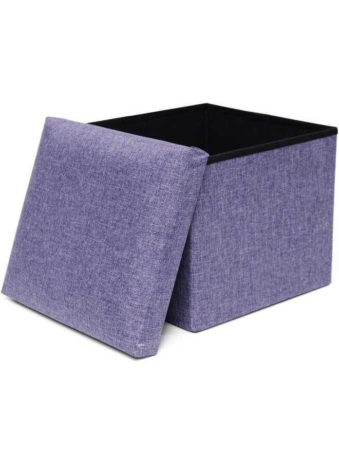 ATM Foldable Storage Ottoman with Padded Seat Purple - 30 x 30cm  - Image 1