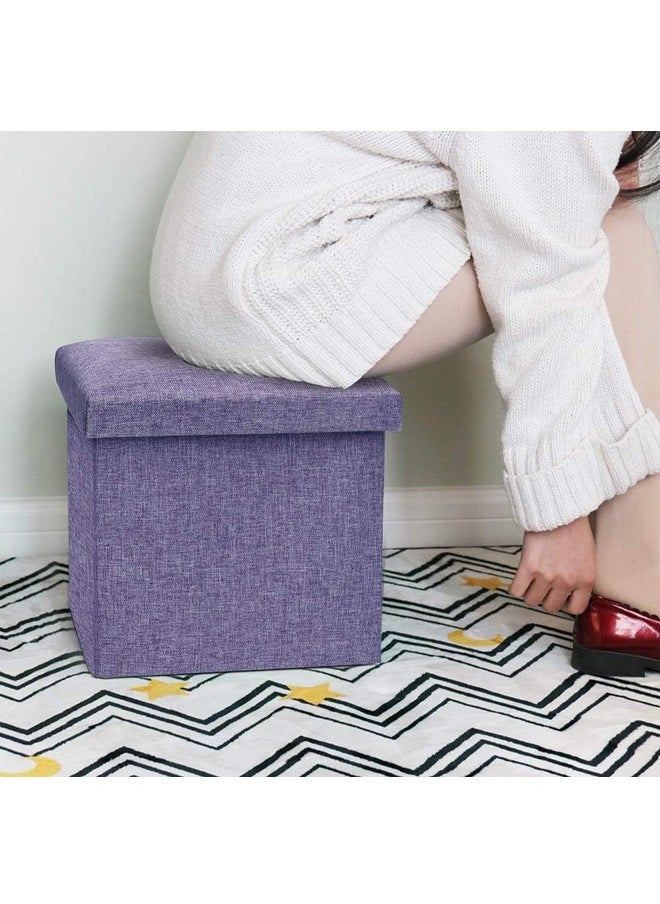 ATM Foldable Storage Ottoman with Padded Seat Purple - 30 x 30cm  - Image 2
