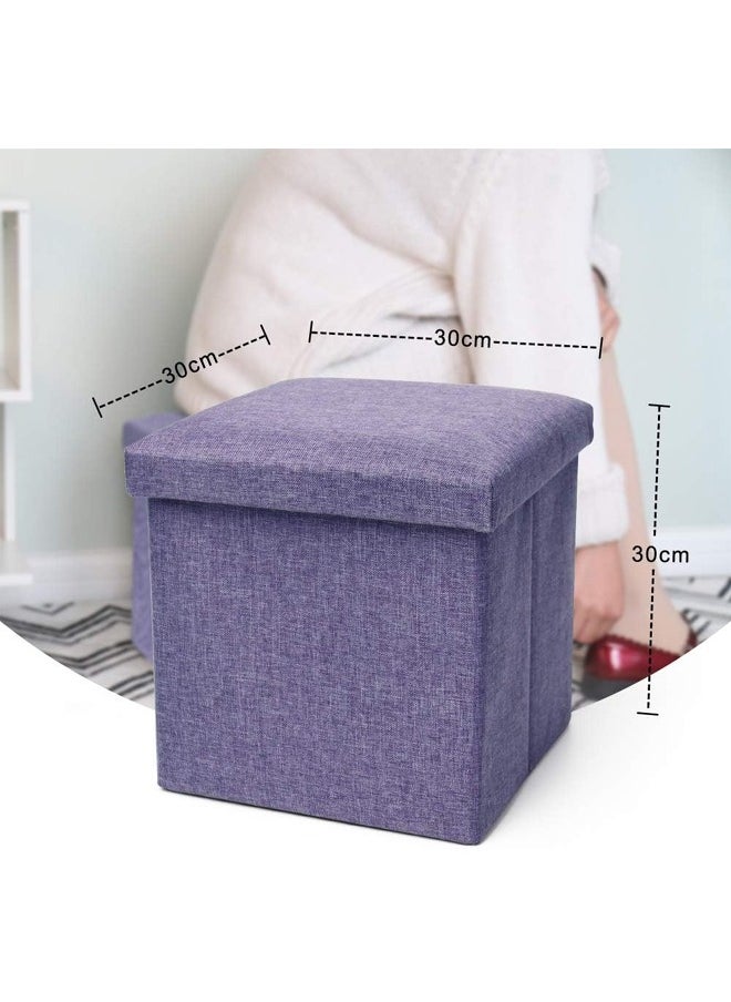 ATM Foldable Storage Ottoman with Padded Seat Purple - 30 x 30cm  - Image 3