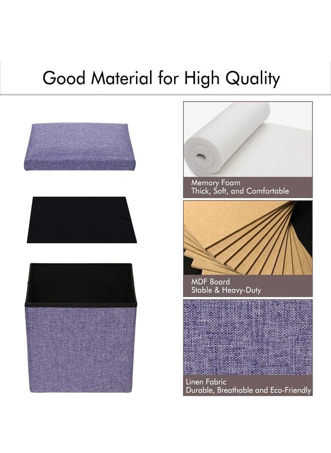 ATM Foldable Storage Ottoman with Padded Seat Purple - 30 x 30cm  - Image 5