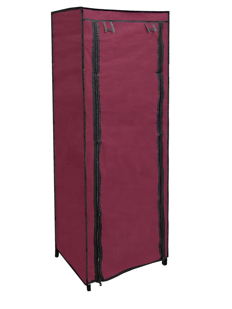 PHILOSHOP PHILOSHOP Premium 9 Tiers Shoe RackMultipurpose Storage Rack with Dustproof Cover Iron Pipes Non Woven Fabric Plastic Connector DIY Maroon - Image 2