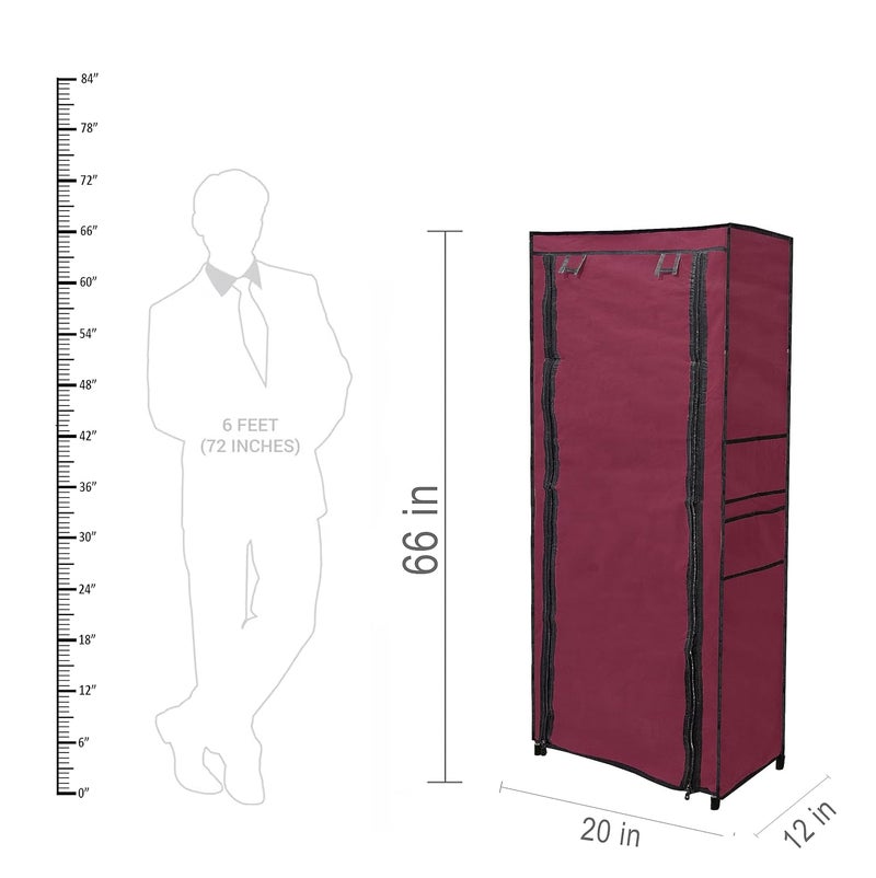 PHILOSHOP PHILOSHOP Premium 9 Tiers Shoe RackMultipurpose Storage Rack with Dustproof Cover Iron Pipes Non Woven Fabric Plastic Connector DIY Maroon - Image 4