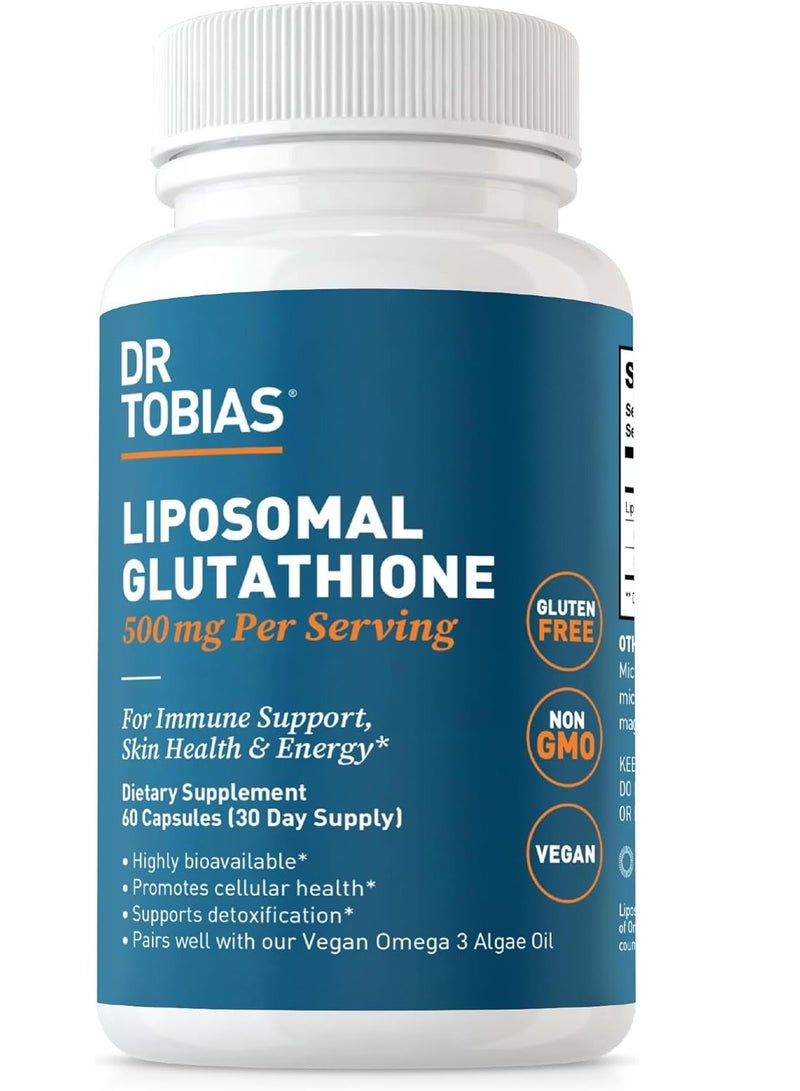 Dr. Tobias Liposomal Glutathione, 500mg Per Serving Supports Energy, Skin & Immune Health 60 Caps 30 Servings - Image 1