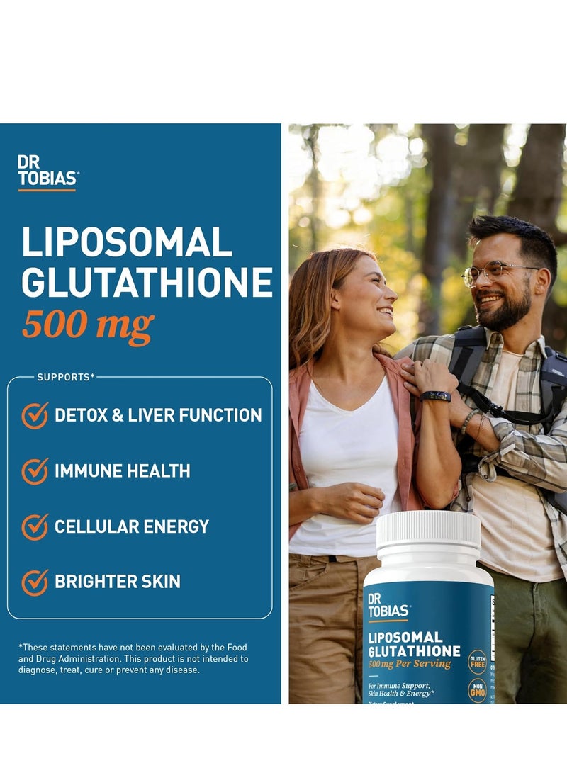 Dr. Tobias Liposomal Glutathione, 500mg Per Serving Supports Energy, Skin & Immune Health 60 Caps 30 Servings - Image 3