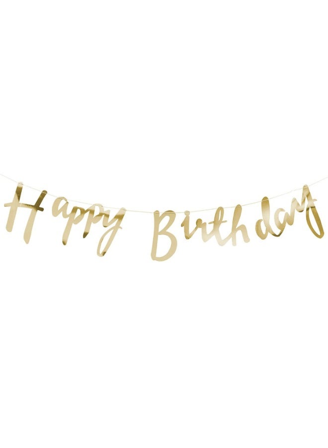 لافتة "عيد ميلاد سعيد" باللون الذهبي – من ورق مقوى، لافتة معدنية قابلة لإعادة الاستخدام لتزيين الجدران – زينة حفلات عيد ميلاد للأطفال والكبار - Image 1