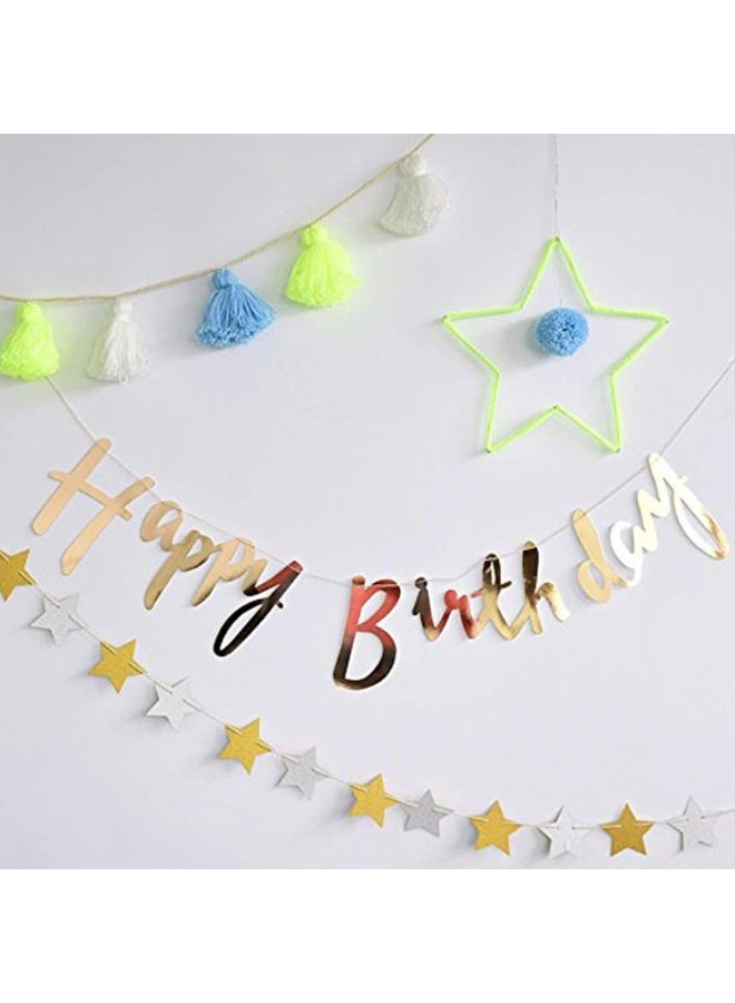 لافتة "عيد ميلاد سعيد" باللون الذهبي – من ورق مقوى، لافتة معدنية قابلة لإعادة الاستخدام لتزيين الجدران – زينة حفلات عيد ميلاد للأطفال والكبار - Image 3