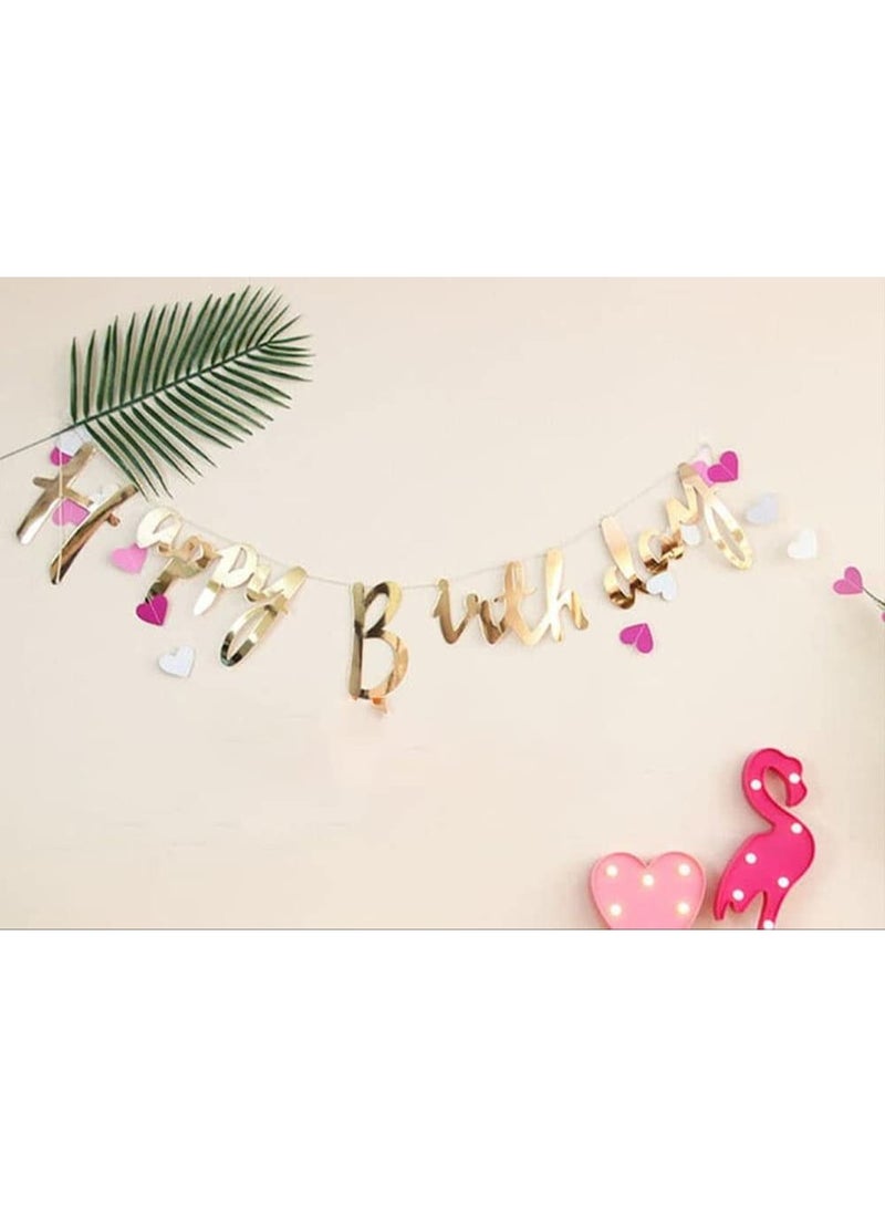 لافتة "عيد ميلاد سعيد" باللون الذهبي – من ورق مقوى، لافتة معدنية قابلة لإعادة الاستخدام لتزيين الجدران – زينة حفلات عيد ميلاد للأطفال والكبار - Image 4