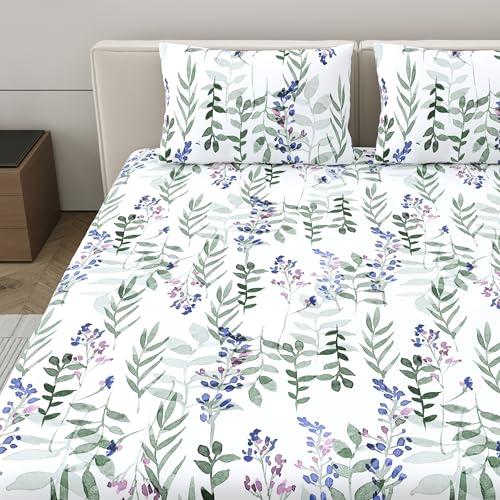 Home Ecstasy 100% Cotton Value King Bedsheet with 2 Pillow Covers - (Size 87 x 108 inches, 140 TC, Colour - Blue: Azure Blue) - Image 3
