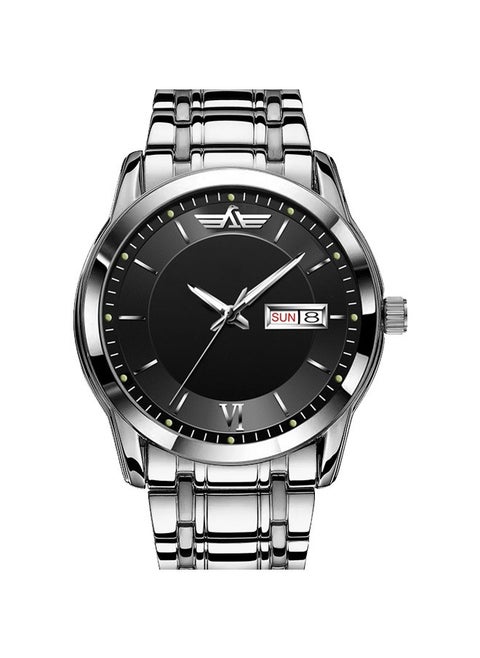 A high-end watch with a date and day display window from the Swiss brand LANMSOM