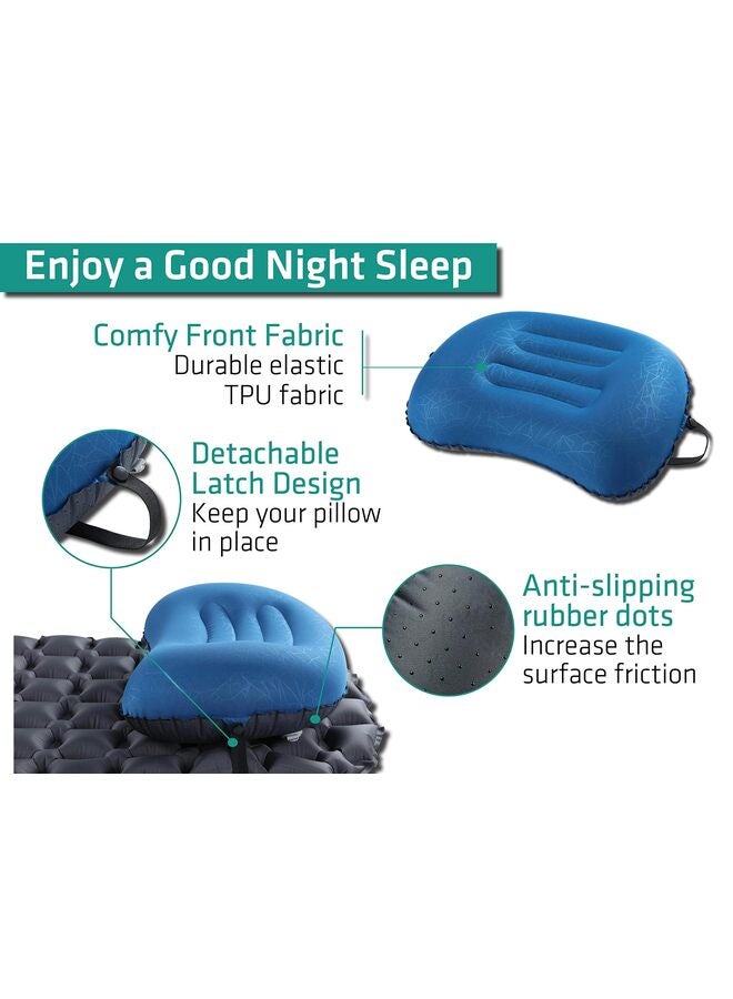 LAMAY Ultralight Inflatable Camping Travel Pillow Compressible Compact, Comfortable Ergonomic Inflating Pillows for Neck Lumbar Support While Camp Hiking Backpacking Green - Image 3