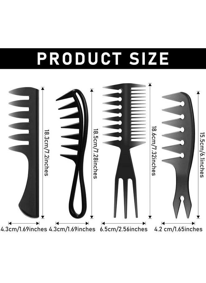 Sieral 4 Pcs Hair Comb Styling Set Double Side Tail Combs With Afro Pick Barber Wide Tooth Comb For Men Women Beard Hairstylist Tools African American Accessories Black 4 Styles  - Image 3