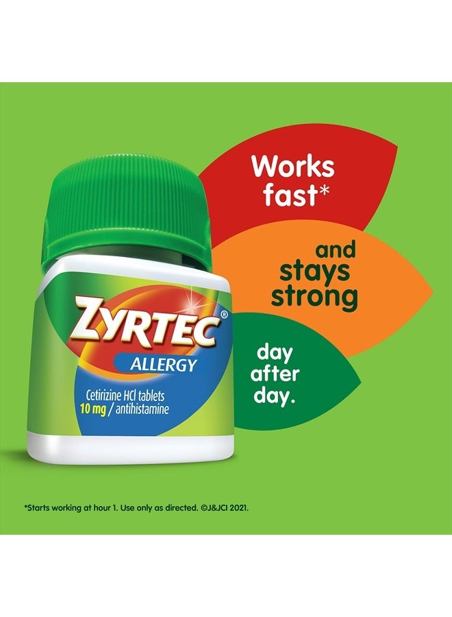 ZYRTEC أقراص تخفيف الحساسية لمدة 24 ساعة، دواء الحساسية الداخلية والخارجية مع 10 ملغ سيتيريزين هيدروكلوريد مضاد الهيستامين للحساسية، حزمة واحدة، زجاجة 30 حبة وثلاثة عبوات سفر 1 حبة - Image 5