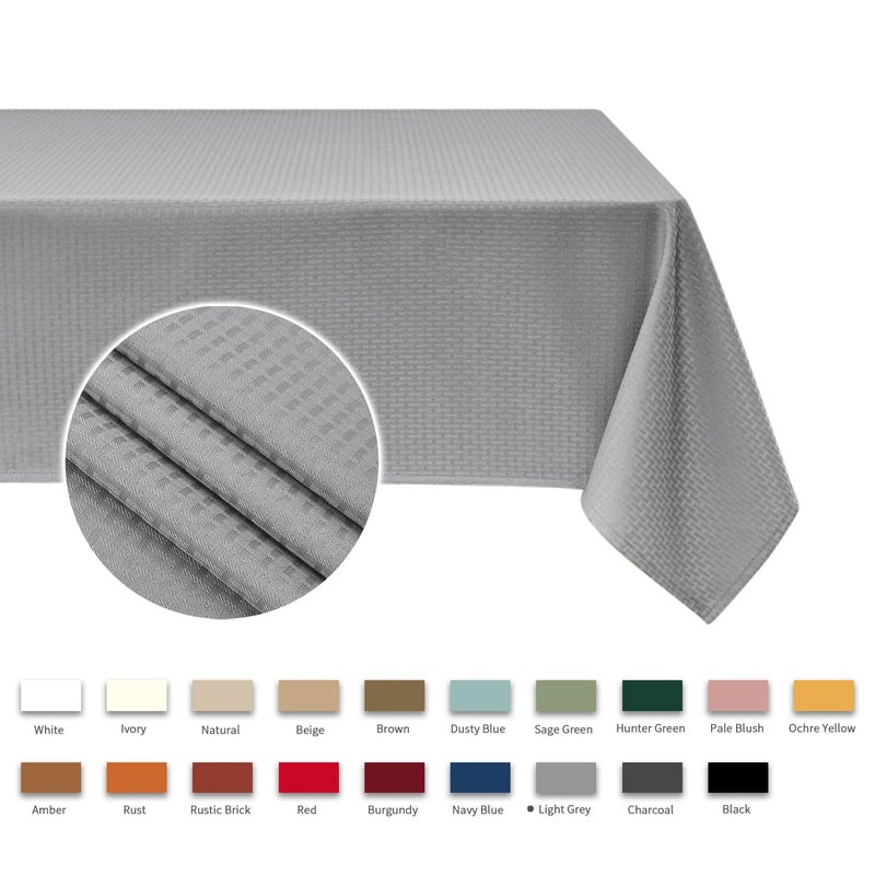 maxmill Rectangle Tablecloth Weaved Pattern Waterproof Spillproof Wrinkle Free Table Cloth, Kitchen Dining Tabletop Decoration, Fabric Table Cover for Holiday Parties, 52 x 70 Inch, Light Grey - Image 3