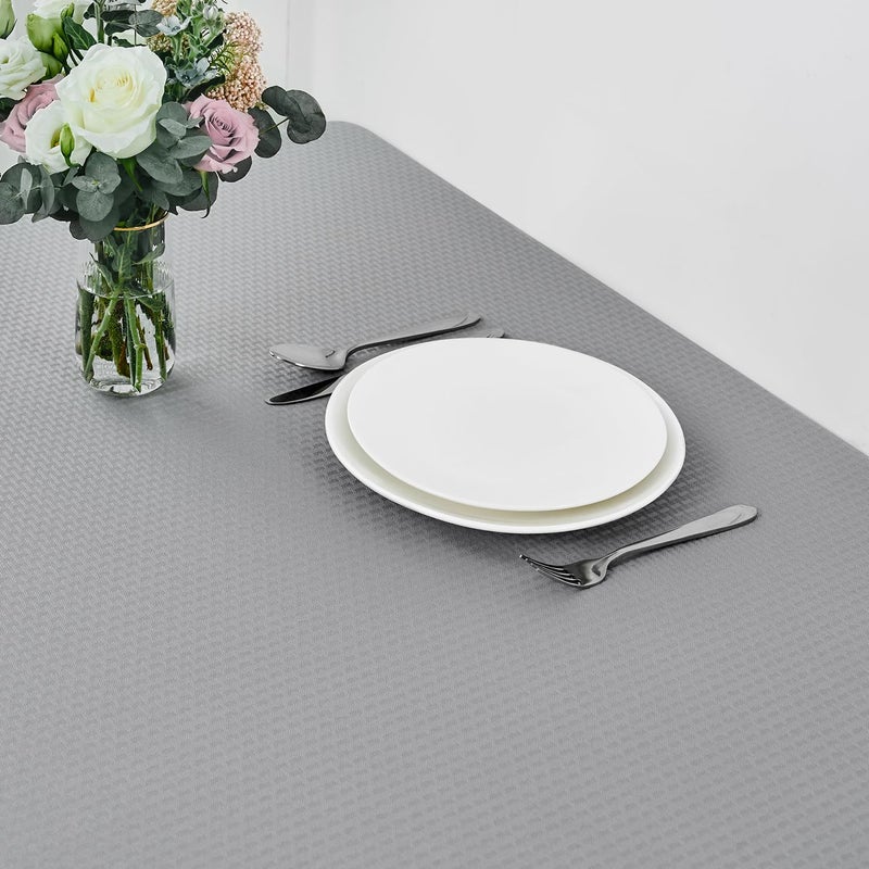 maxmill Rectangle Tablecloth Weaved Pattern Waterproof Spillproof Wrinkle Free Table Cloth, Kitchen Dining Tabletop Decoration, Fabric Table Cover for Holiday Parties, 52 x 70 Inch, Light Grey - Image 4