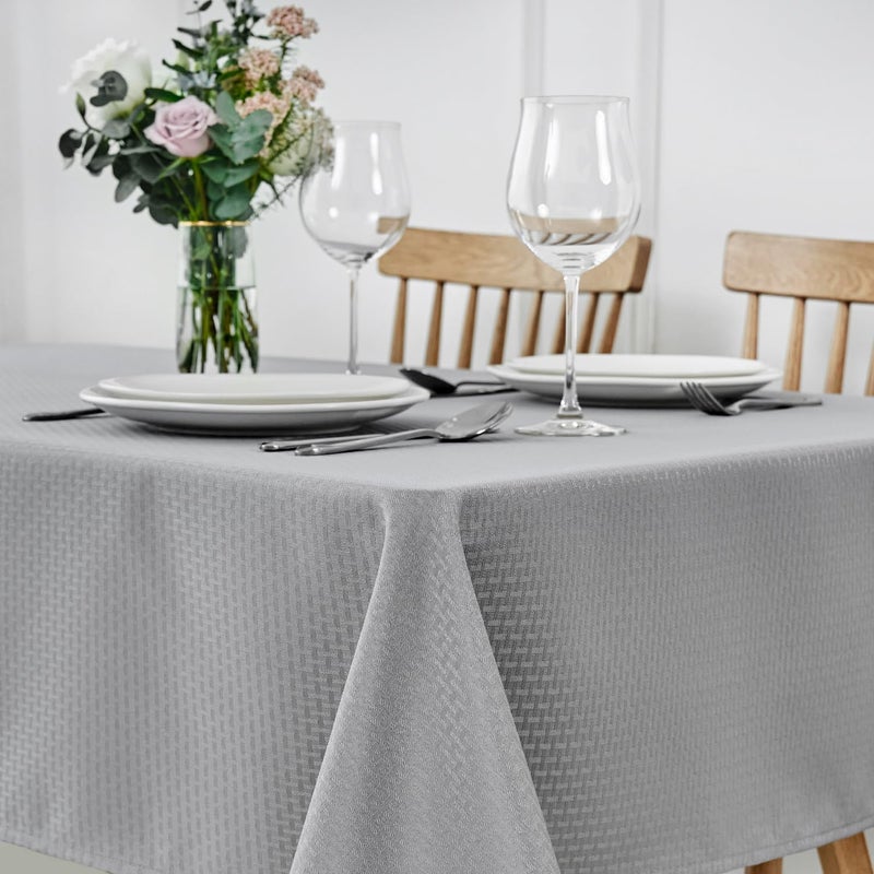 maxmill Rectangle Tablecloth Weaved Pattern Waterproof Spillproof Wrinkle Free Table Cloth, Kitchen Dining Tabletop Decoration, Fabric Table Cover for Holiday Parties, 52 x 70 Inch, Light Grey - Image 1