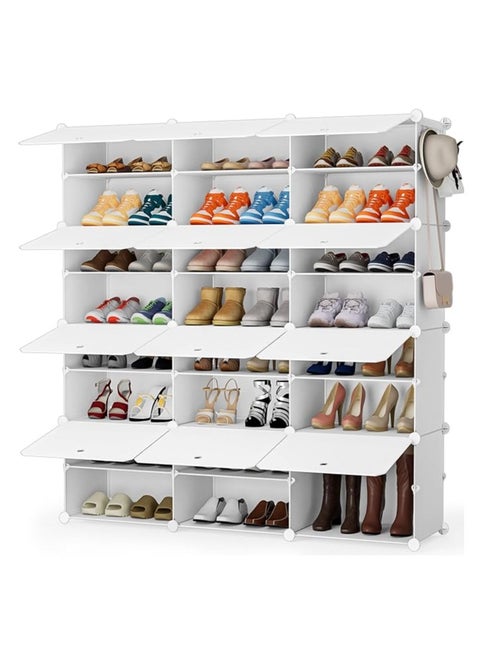 Shoe Rack, 8 Tier 48 Pairs Shoe Storage Cabinet, Free Standing Shoe Shelf Organizer for Boots Slippers High Heels, for Closet Bedroom Entryway Hallway, White 3 * 8