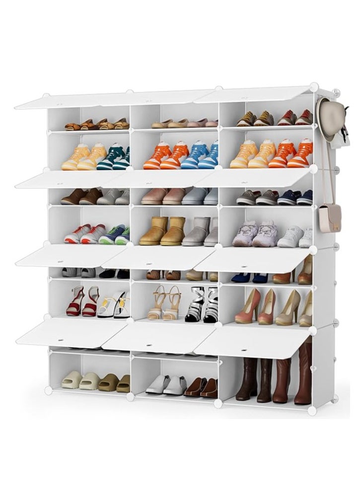 Shoe Rack, 8 Tier 48 Pairs Shoe Storage Cabinet, Free Standing Shoe Shelf Organizer for Boots Slippers High Heels, for Closet Bedroom Entryway Hallway, White 3 * 8