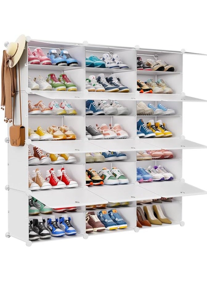 Shoe Rack, 8 Tier 48 Pairs Shoe Storage Cabinet, Free Standing Shoe Shelf Organizer for Boots Slippers High Heels, for Closet Bedroom Entryway Hallway, White 3 * 8