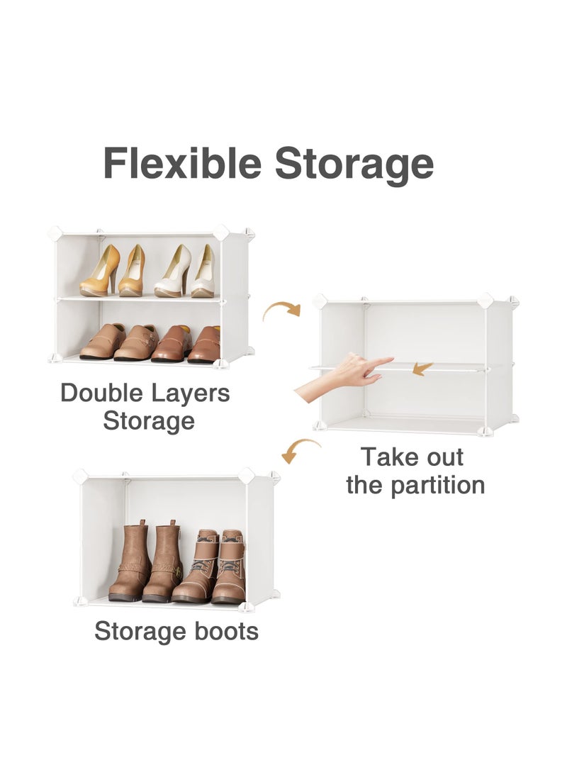 Shoe Rack, 8 Tier 48 Pairs Shoe Storage Cabinet, Free Standing Shoe Shelf Organizer for Boots Slippers High Heels, for Closet Bedroom Entryway Hallway, White 3 * 8