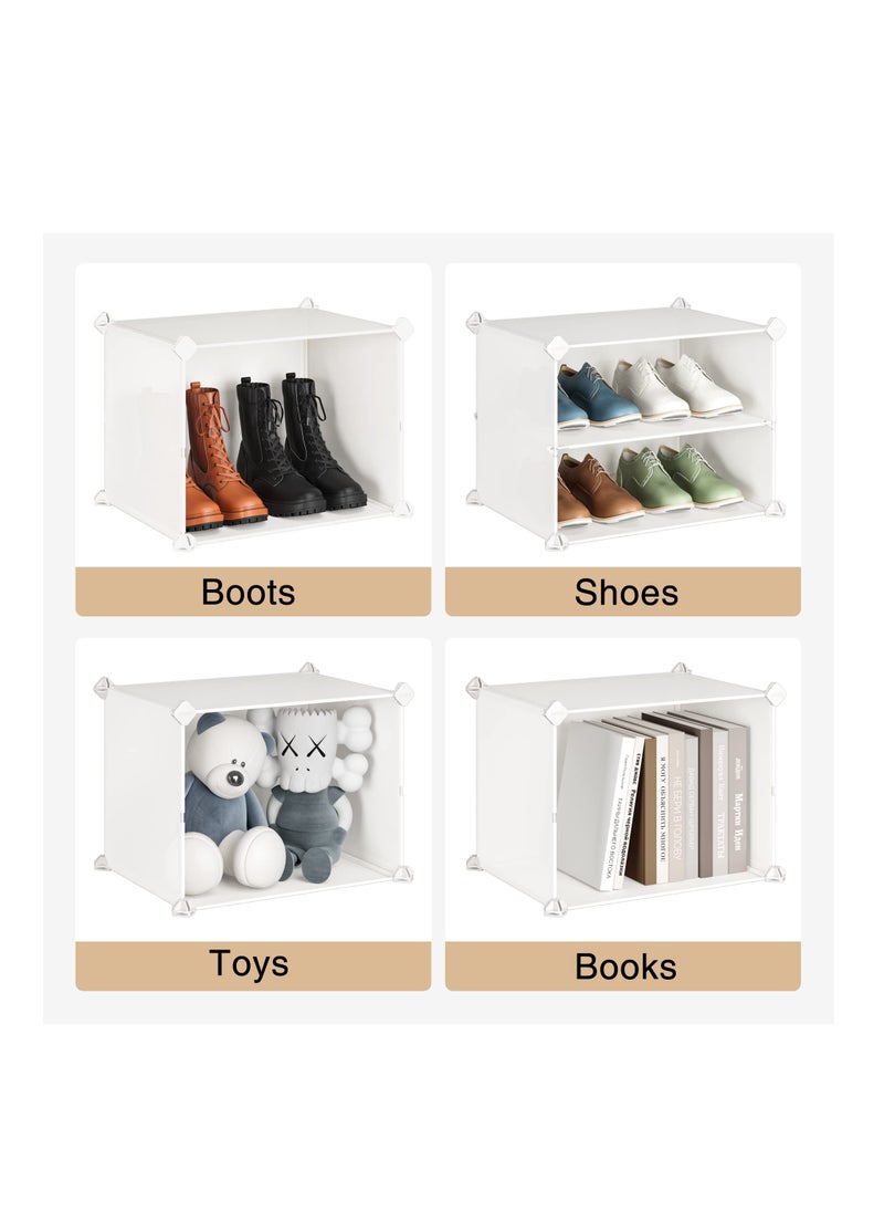 Shoe Rack, 8 Tier 48 Pairs Shoe Storage Cabinet, Free Standing Shoe Shelf Organizer for Boots Slippers High Heels, for Closet Bedroom Entryway Hallway, White 3 * 8