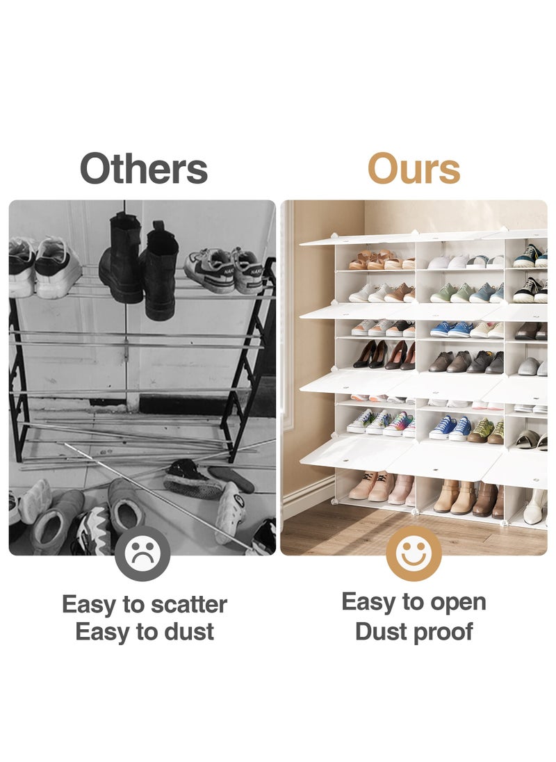 Shoe Rack, 8 Tier 48 Pairs Shoe Storage Cabinet, Free Standing Shoe Shelf Organizer for Boots Slippers High Heels, for Closet Bedroom Entryway Hallway, White 3 * 8