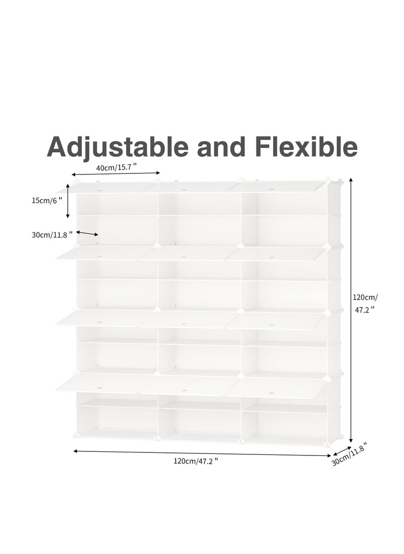 Shoe Rack, 8 Tier 48 Pairs Shoe Storage Cabinet, Free Standing Shoe Shelf Organizer for Boots Slippers High Heels, for Closet Bedroom Entryway Hallway, White 3 * 8